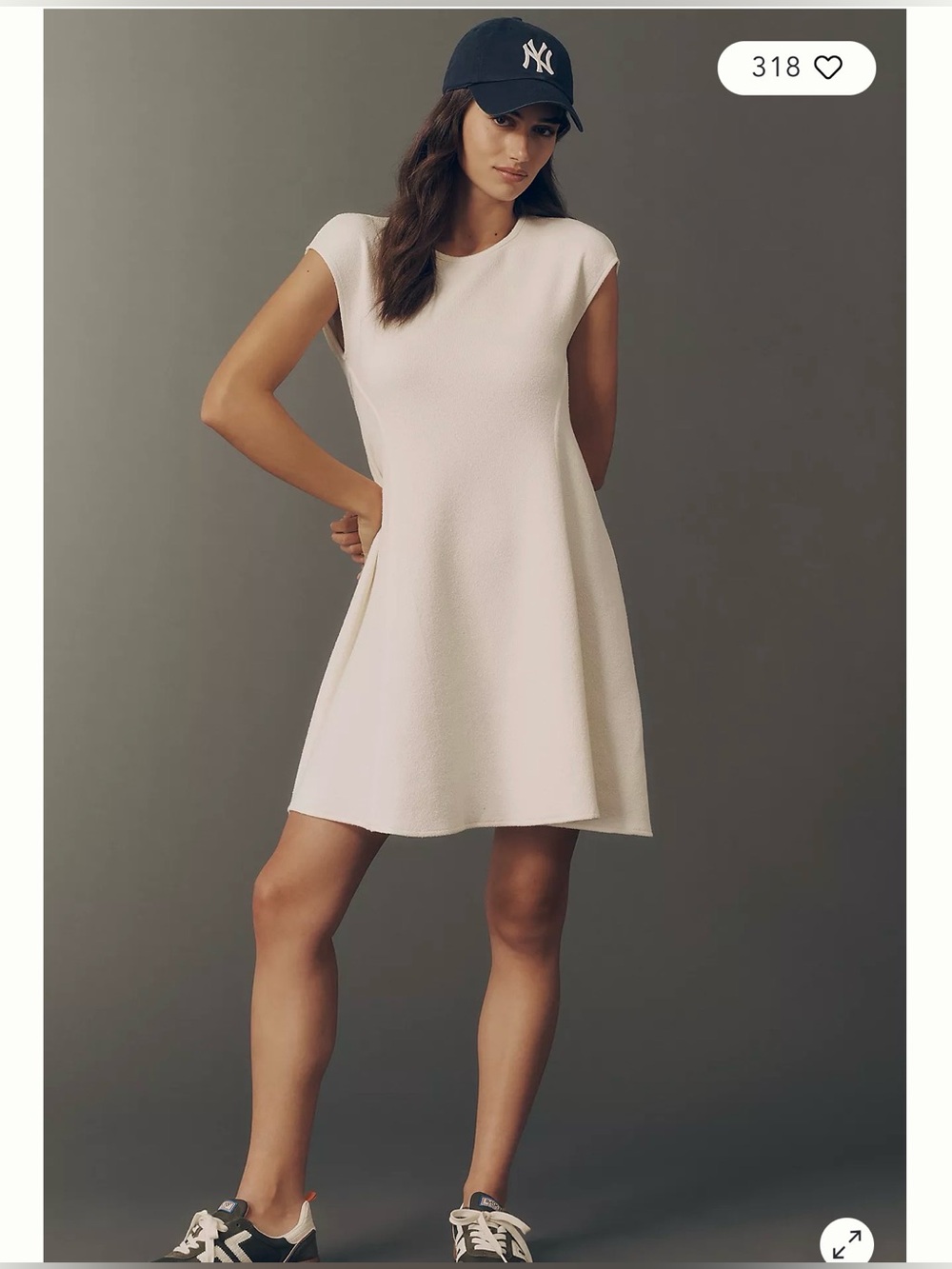NWT Anthropologie Cream Mini A-Line Cap Sleeve Dress